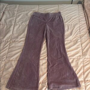 Purple Velvet Flared Pants